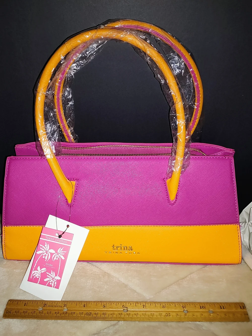 Trina Turk Pink and Yellow Colorblock Satchel